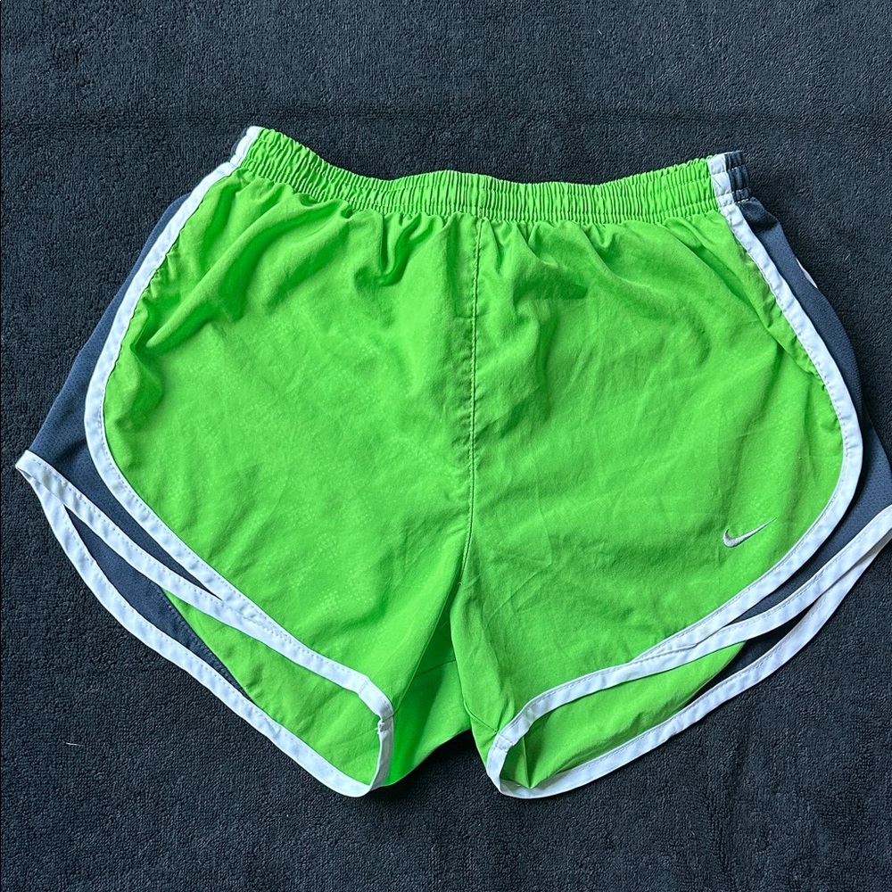 Nike Women's Bright Green‎ and Navy Athletic Shorts